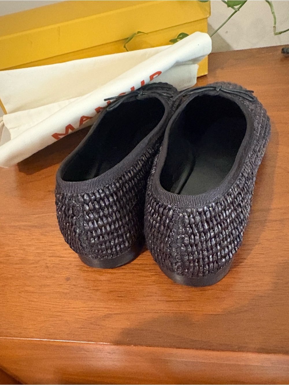 Mansur Gavriel Black Woven Square-Toe Ballet Flats size 7 Italian 37 New in Box - Picture 8 of 13